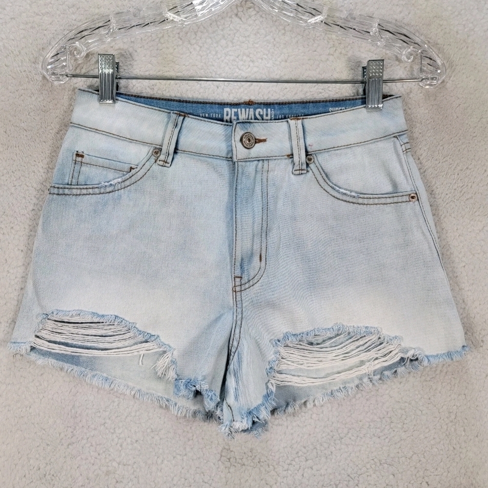 Rewash Faded Blue Jean Shorts High Rise